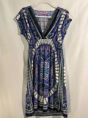 She's Cool Purple Paisley V-Neck Midi Dress